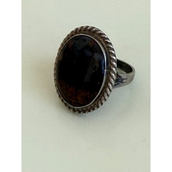 Vintage 70's Navajo Petrified Wood Sterling Ring Size 6.25 - Picture 13 of 16
